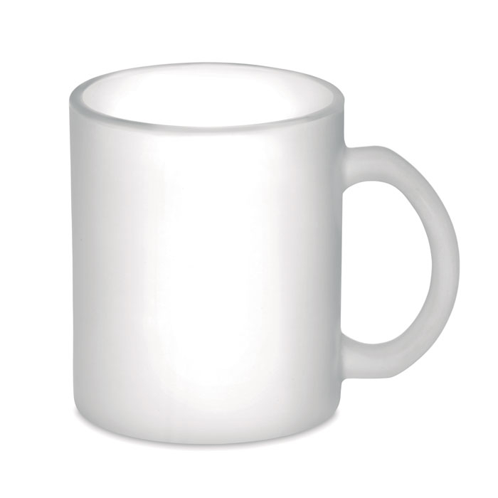 Mug en verre dépoli publicitaire 300 ml - SUBLIMATT blanc transparent